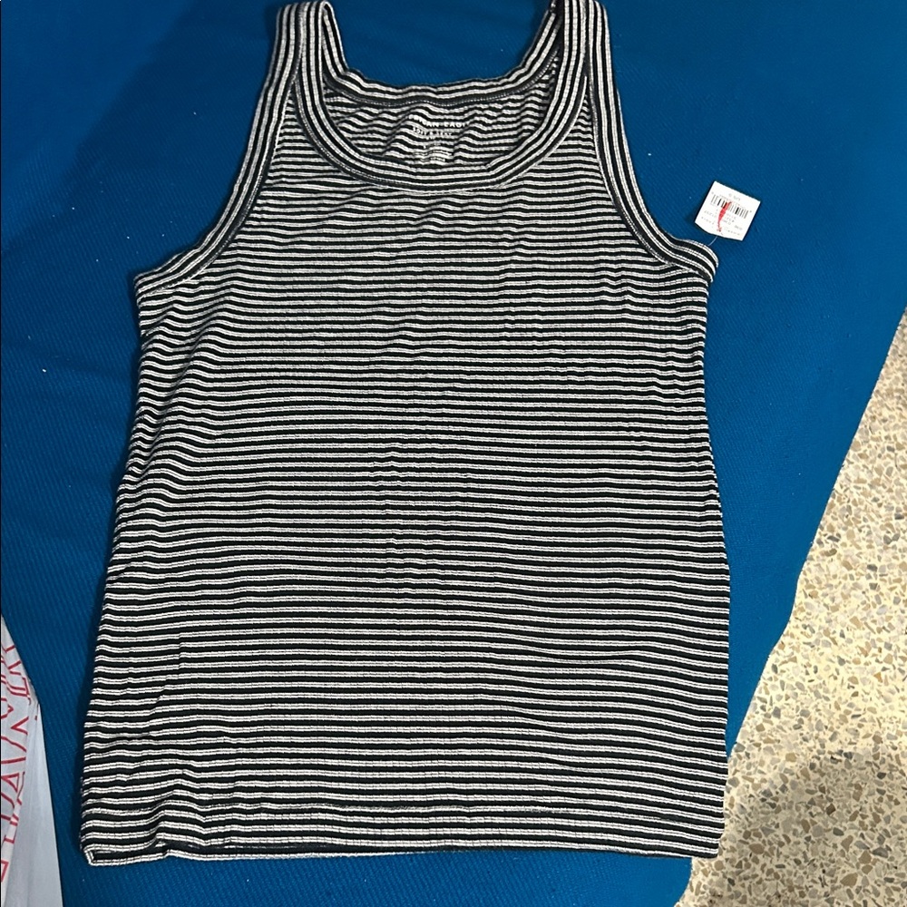 American Eagle Outfitters Black and White Striped Tank Top
